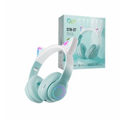 Moxom Wireless HiFi Cat Stereo Headphones STN-07 with LED light Green Moxom Wireless HiFi Cat Stereo Headphones STN-07 with LED light Green